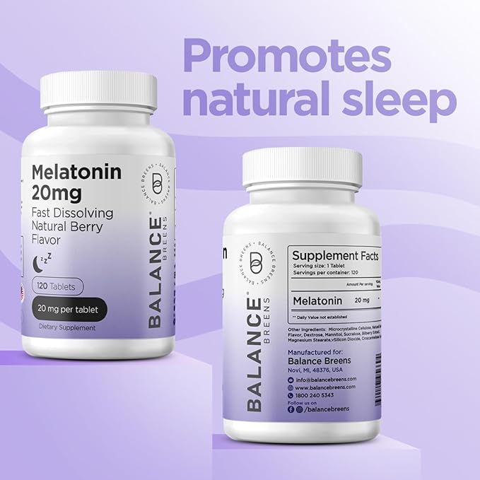 Balance Breens Melatonin 20mg + Zinc 50mg Supplement Combo