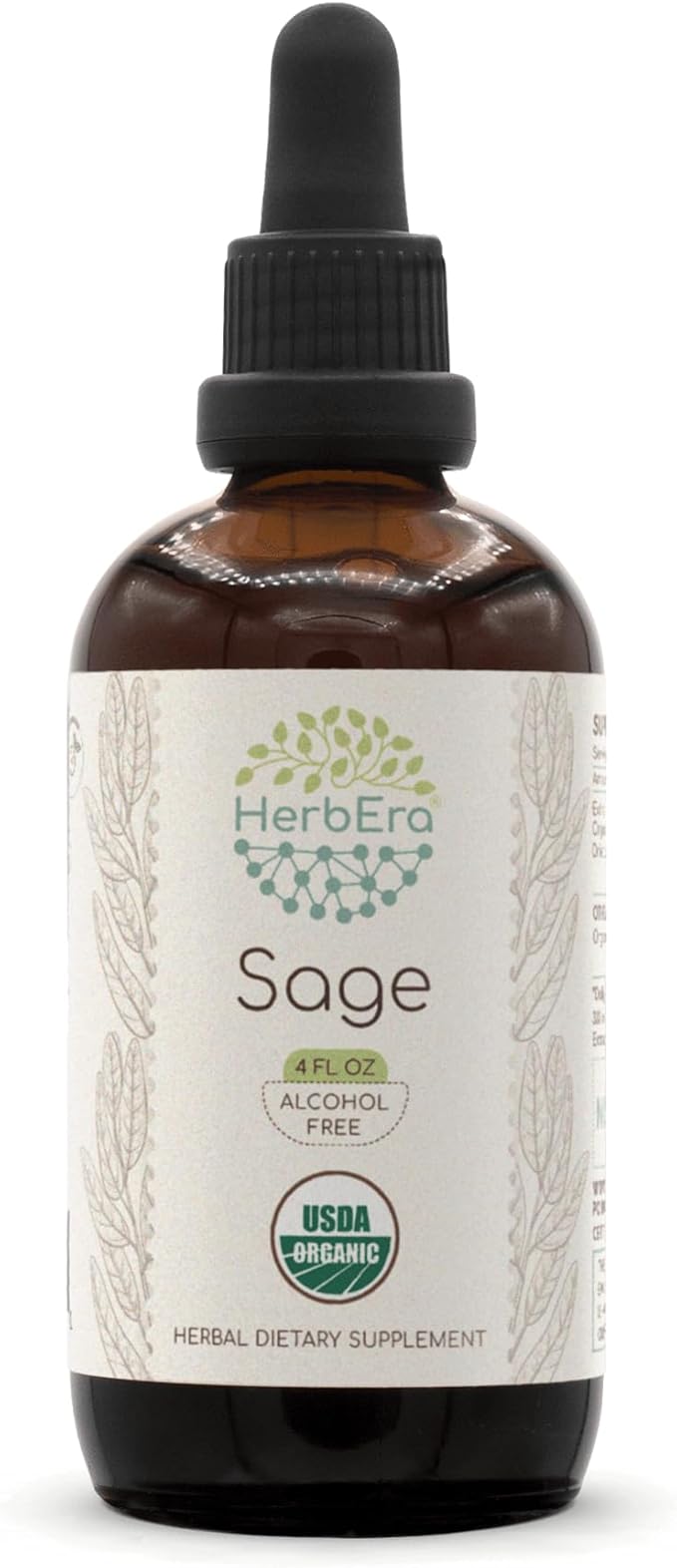 Sage B120 USDA Organic Tincture | Alcohol-Free Extract, High-Potency Herbal Drops | Certified Organic Sage (Salvia officinalis) Dried Leaf (4 oz)