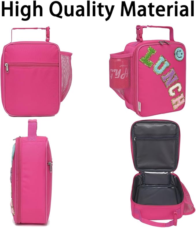 Insulated Lunch Bag for Women Girl Teen large Insulated Kid Lunch Bag,Large Reusable Cute Cooler Bag for School Work Picnic,Rose Red