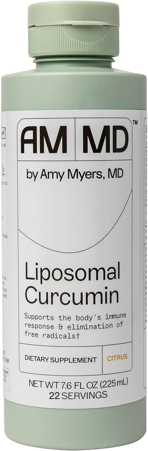 Amy Myers MD Liposomal Curcumin for A Healthy Inflammation Response - Turmeric Curcumin For Gut Health, Oxidative Stress, Help Neutralize Harmful Sgents - 5.6x Higher Absorption, Citrus Flavor 8 Fl Oz