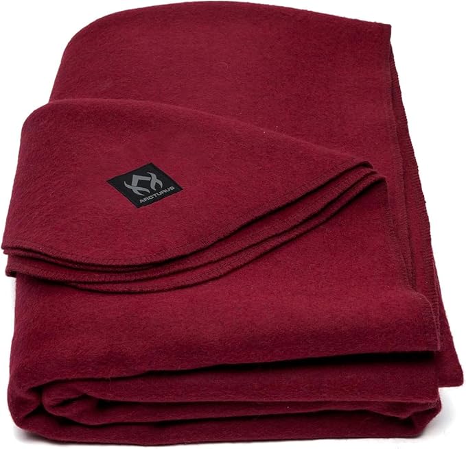 Arcturus Military Wool Blanket - Warm, Thick, Washable - Great for Outdoors, Camping, Stadium Blanket, Picnics, Travel - Car & Bushcraft Survival Kits, Large 64in x 88in 4.5 lb