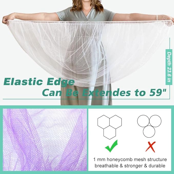 Durable Baby Mosquito Net (2 Pack) - Perfect Bug Net for Strollers, Bassinets, Cradles, Playards, Pack N Plays and Portable Mini Crib (Purple)