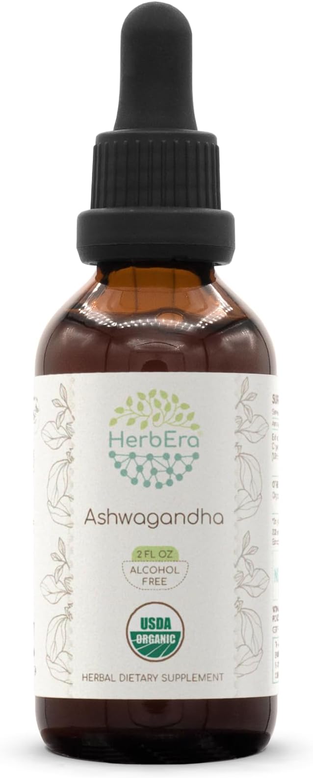 Ashwagandha B60 USDA Organic Tincture | Alcohol-Free Extract, High-Potency Herbal Drops | Certified Organic Ashwagandha (Withania Somnifera) Dried Root (2 oz)