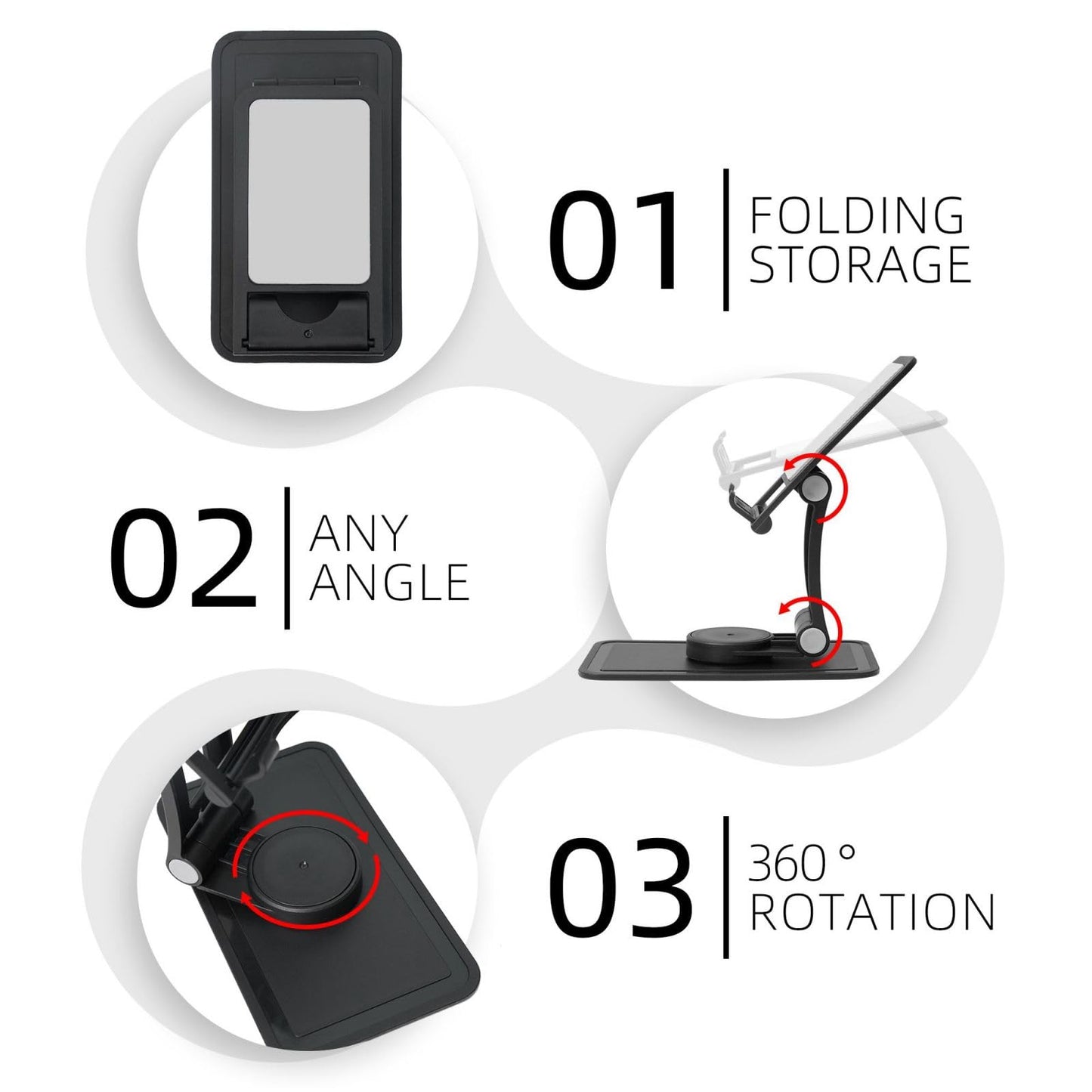 Chocolate Squares Cake Cell Phone Stand 360° Adjustable Foldable Desktop Phone Holder Cradle Compatible with Most Mobile Phones Black