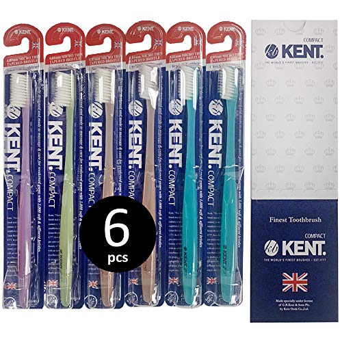 [KENT] COMPACT Small Head Extra Soft Toothbrush for Sensitive Teeth, Gums for Adults & Teens with Braces - (Set of 6)