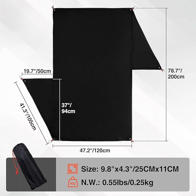 REDCAMP Ultralight Tent Footprint, PU 2000 Waterproof Camping Tent Tarp with Drawstring Carrying Bag, Waterproof Camping Tarp for Outdoor Hiking Camping