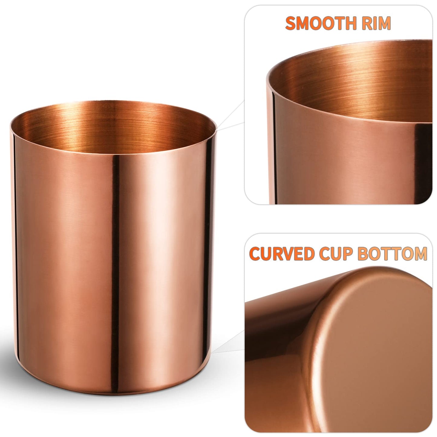 Bidponds Rose Gold Pencil Holder for Desk, Stainless Steel Pencil Cup, Pen Holder Cup, Pen Pot, Vases Flower Pot, Makeup Brush Holder, Desktop Accessory Stationery Organizer