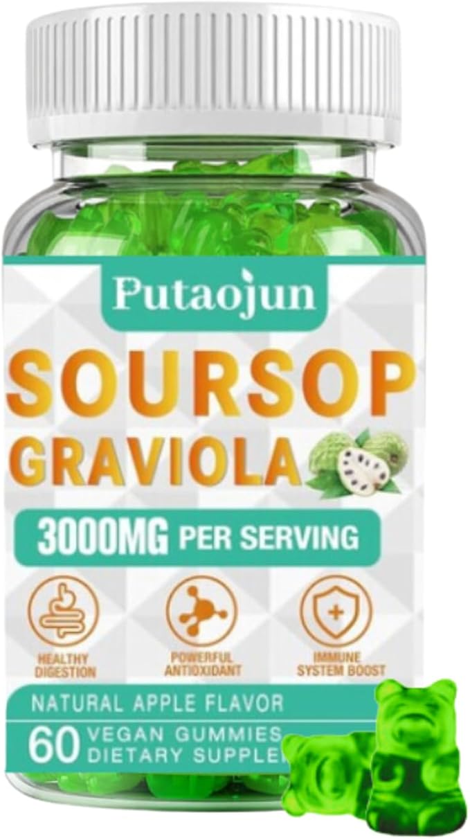 Soursop Graviola Extract 2000 MG | Soursop Leaves Extract | Soursop Gummies Healthy & Soursop Fruit for Adults | Non-GMO | Vegan, 60 Gummies