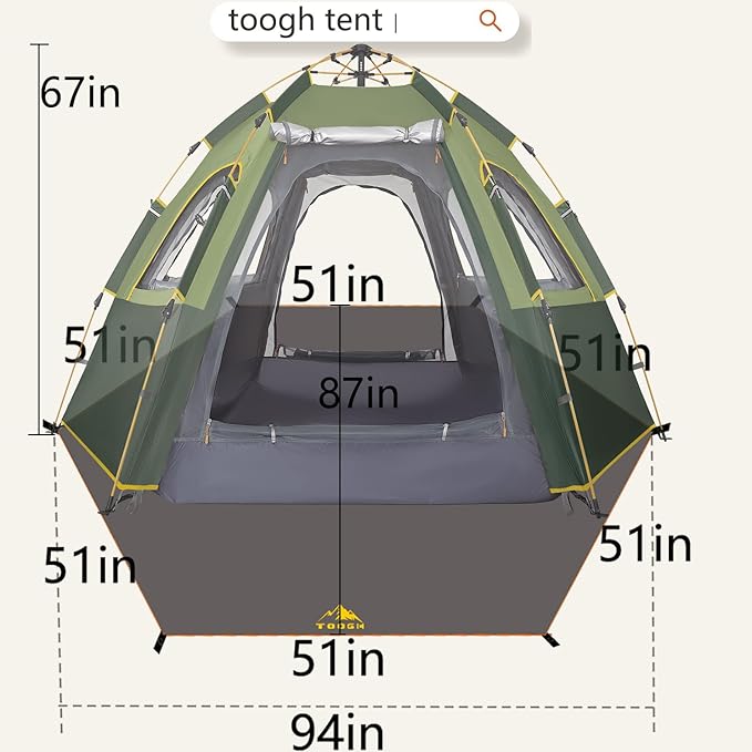 Camping Tent with Instant Setup, 2/3 Person Weatherproof Tent Easy Quick Set Up in 60 Seconds with Rainfly Backpack Tent for Family Camping & Hiking, Upgraded Ventilation,Center Height 66-inch