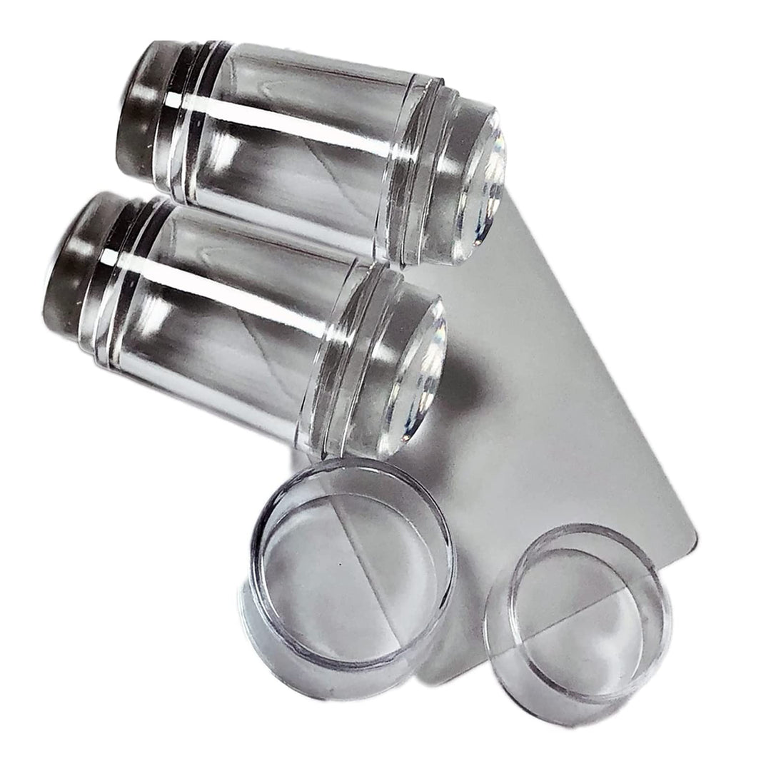 2 Sets Double Sided Nail Art Stamper Clear Silicone Nail Stamper Jelly With Scraper, Transparent Nail Art Stamping Kit French Fo