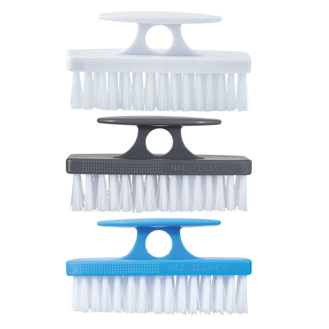 Superio Nail Scrubber Brush - All-Purpose Stiff Cleaning Brush for Fingernails, Toes, Hands & Kitchen - 3 Pack