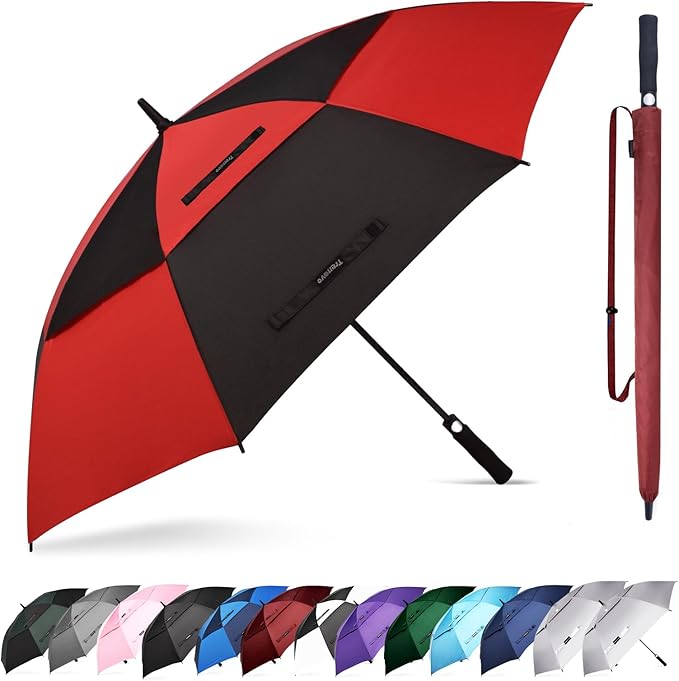 Auto Open Golf Umbrellas 62/68/72 Inch Extra Large Oversize for Business & Home, Ventilated Double Canopy Windproof Waterproof Stick Umbrella for Rain & strong wind