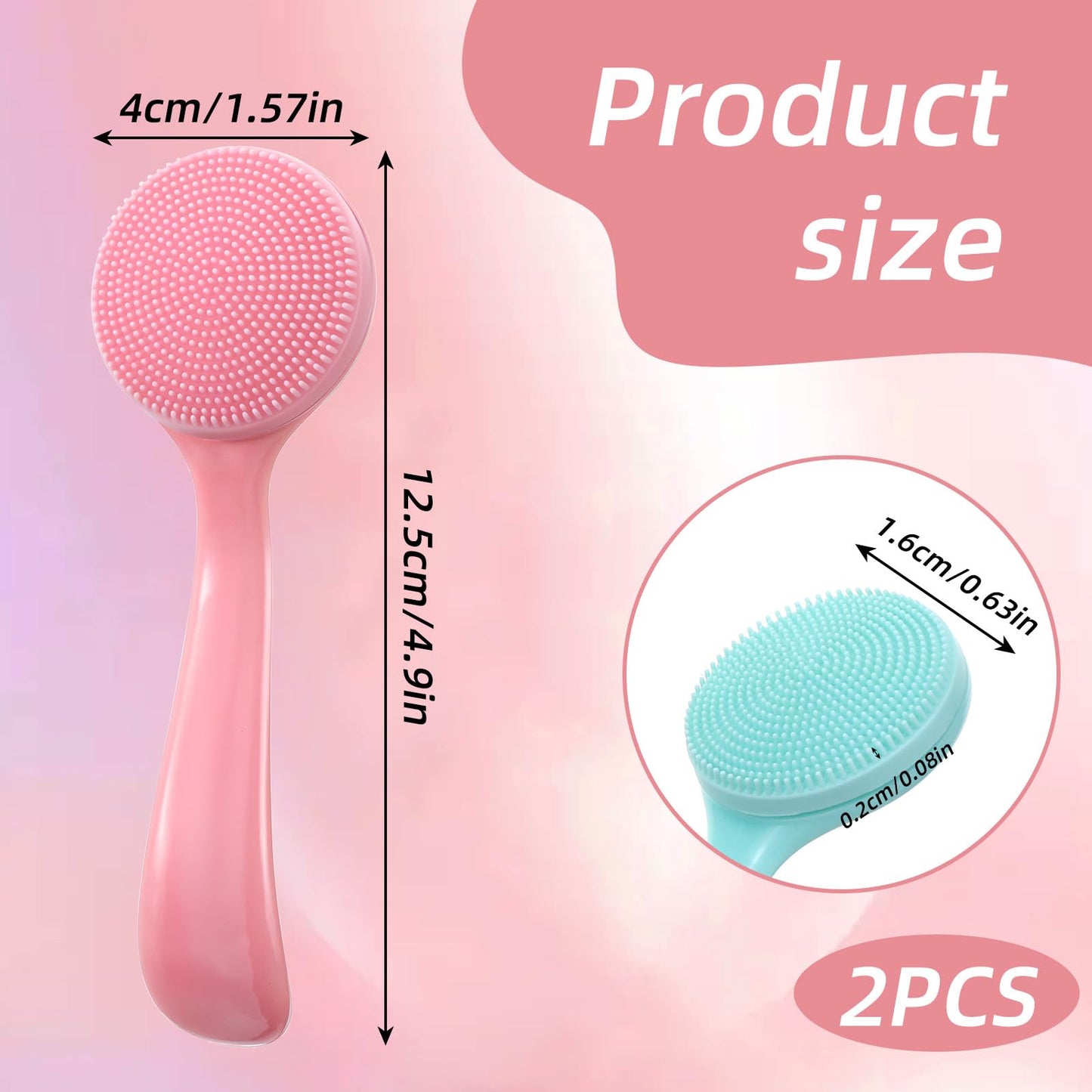 2Pcs Silicone Face Scrubber, Skin Friendly Pore Cleaning Brush Facial Cleansing Brushes for Women Men Blackheads Whiteheads Makeup Skincare Removal (Blue, Pink)