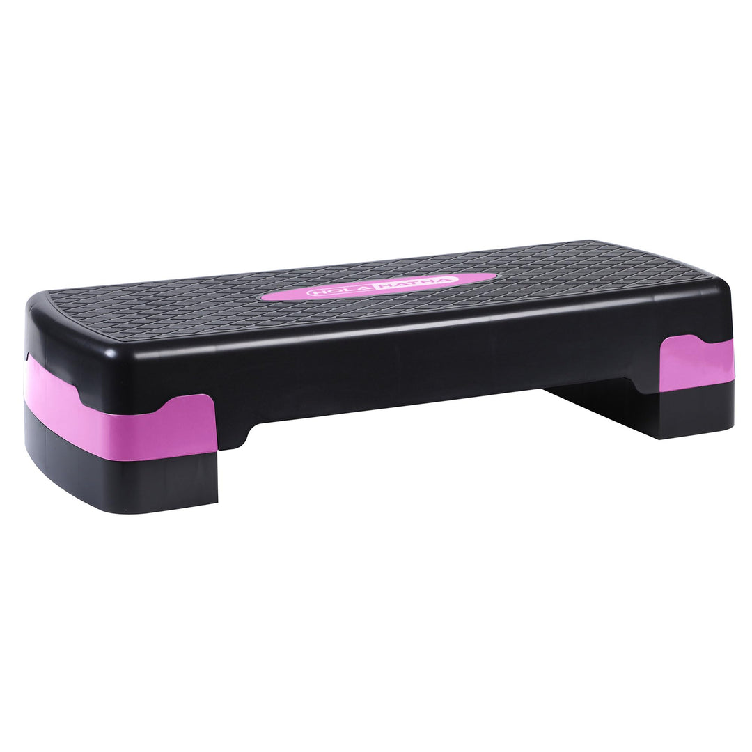 HolaHatha Compact Portable Aerobic Step Platform Workout Exercise Equipment, Fitness Cardio Stepper with Adjustable Height for Home Gym & Travel, Pink