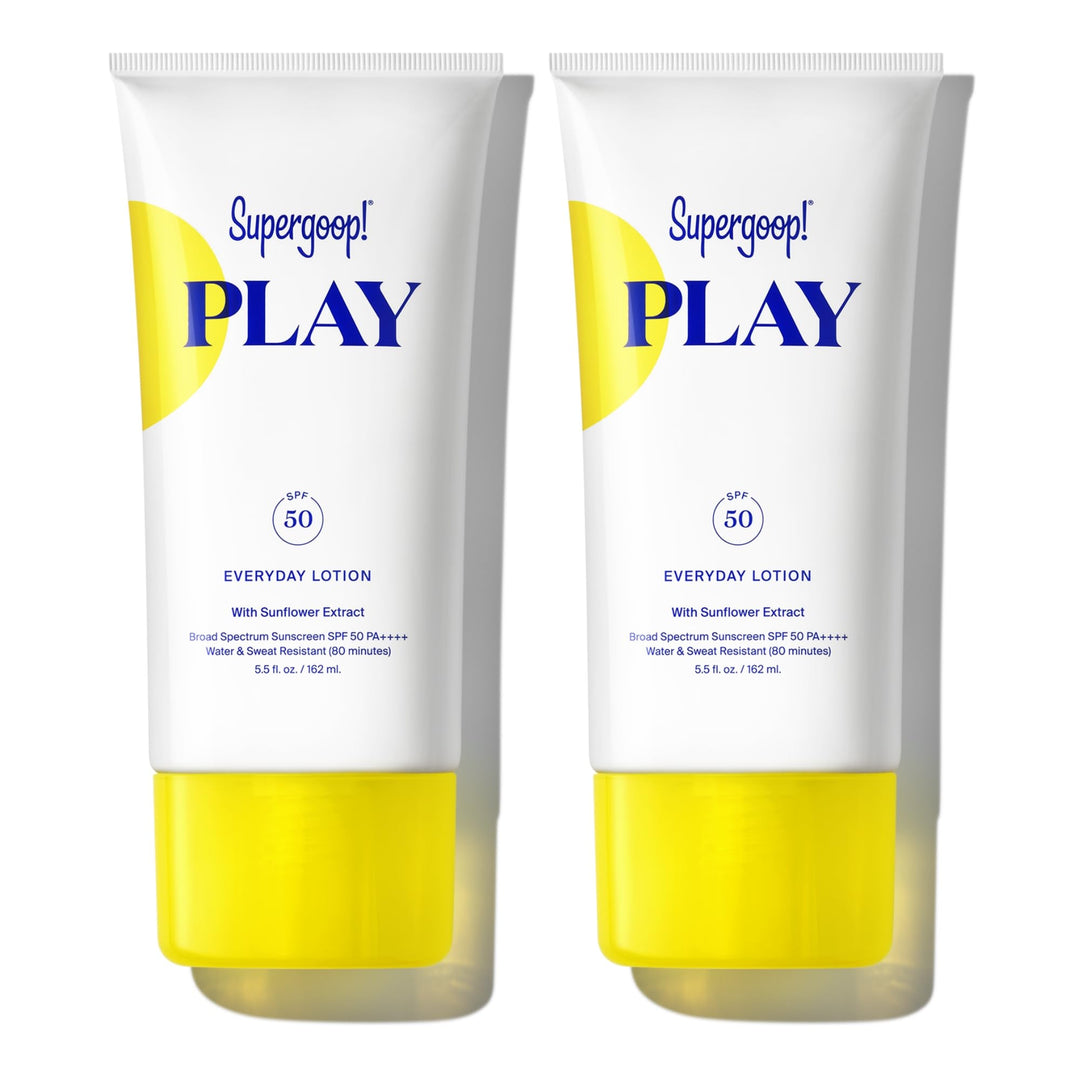 Supergoop! PLAY Everyday Lotion SPF 50 - Broad Spectrum Body & Face Sunscreen for Sensitive Skin - Great for Active Days - Fast Absorbing, Water & Sweat Resistant - 5.5 fl oz - 2 Pack