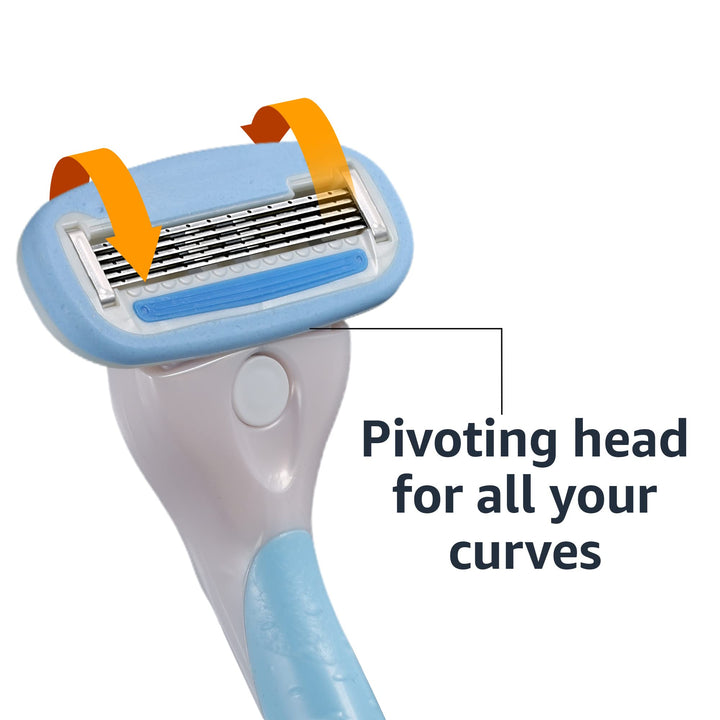 Amazon Basics 5-Blade Razor for Women, Handle, 2 Cartridges & Shower Hanger (Cartridges fit Amazon Basics Razor Handles only) (Previously Solimo)