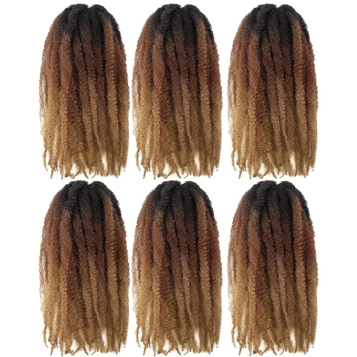 Toyotress Marley Twist Braiding Hair - 16 Inch Ombre Brown Blonde Marley Hair For Faux Locs, Afro Kinky Curly Marley Twist Croch