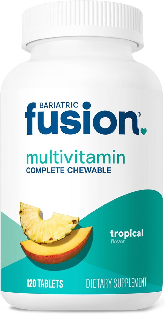 Bariatric Fusion Bariatric Multivitamin with Iron Complete Chewable | Tropical Flavor | Post Bariatric Vitamins for Gastric Bypass and Sleeve Gastrectomy | One Month Supply