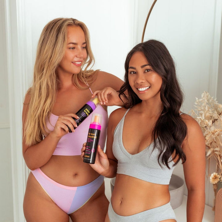 b.tan Dark Self Tanner Mousse – 1 Hour Express, Hydrating Foam for Glowy Skin