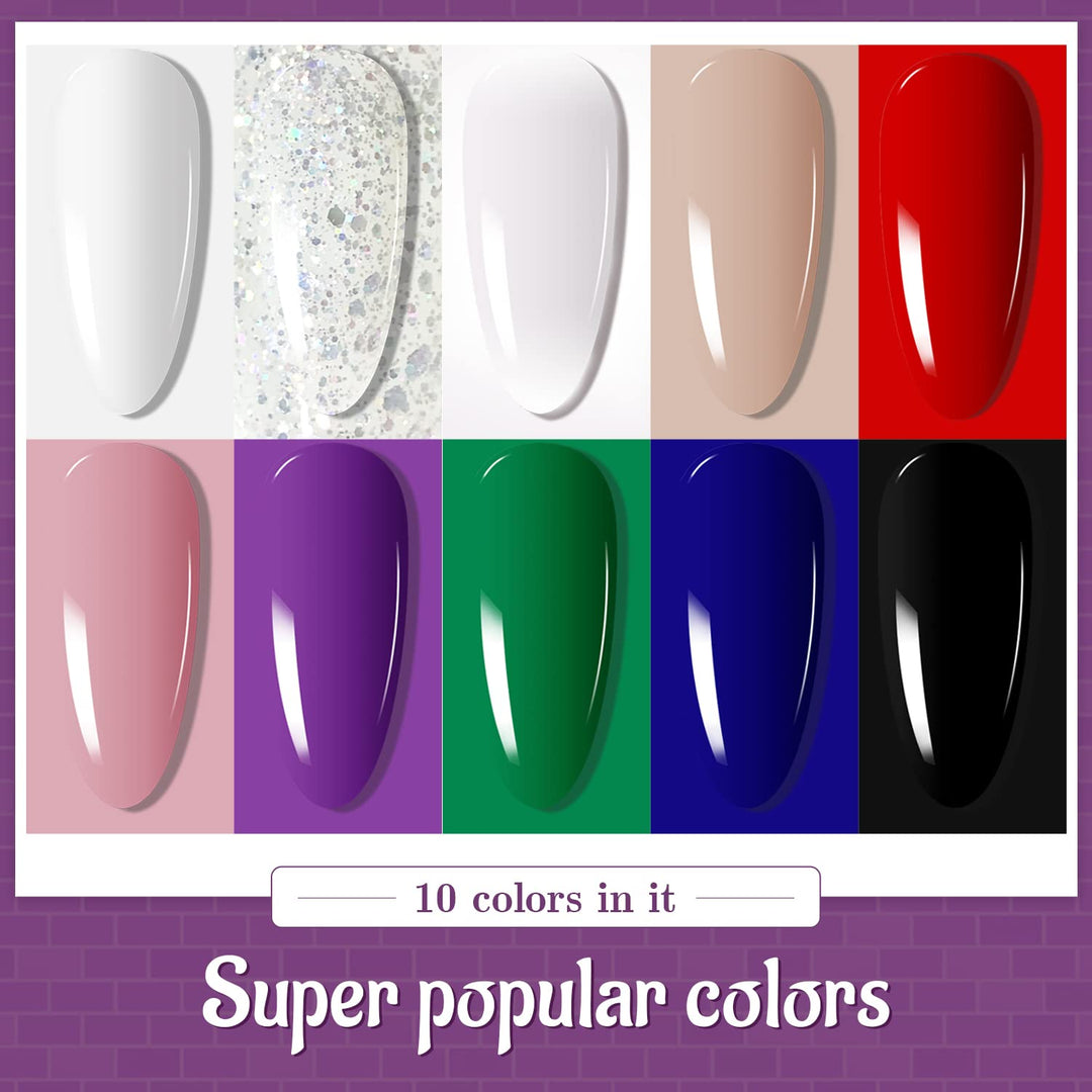 32+4 Pcs Gel Nail Polish Kit | Glitter Soak Off Gel for DIY Manicure