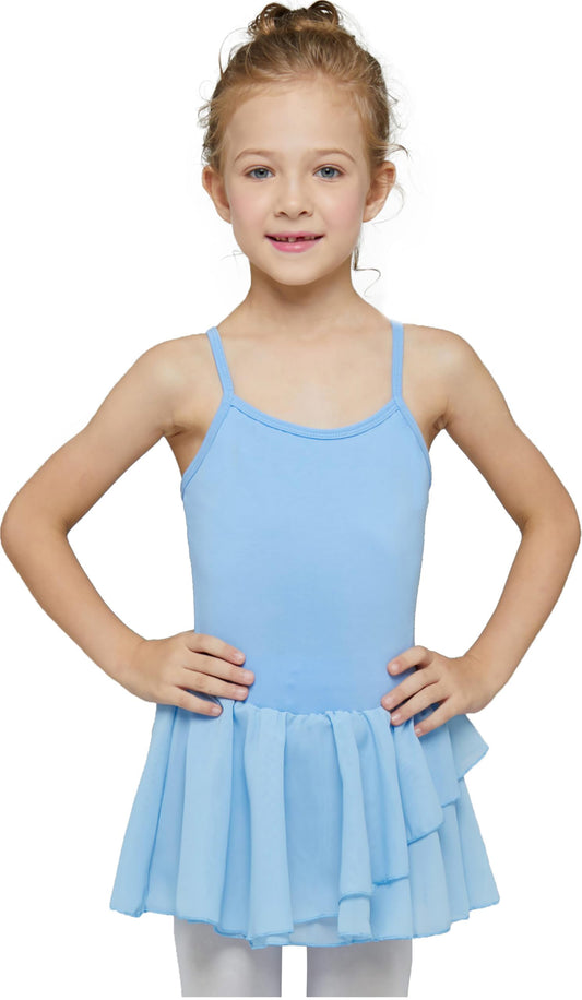 MdnMd Leotard for Girls Kids Dance Ballet Outfit Costume Gymnastic Ballerina Dress Tutu (Blue, Age 6-8)