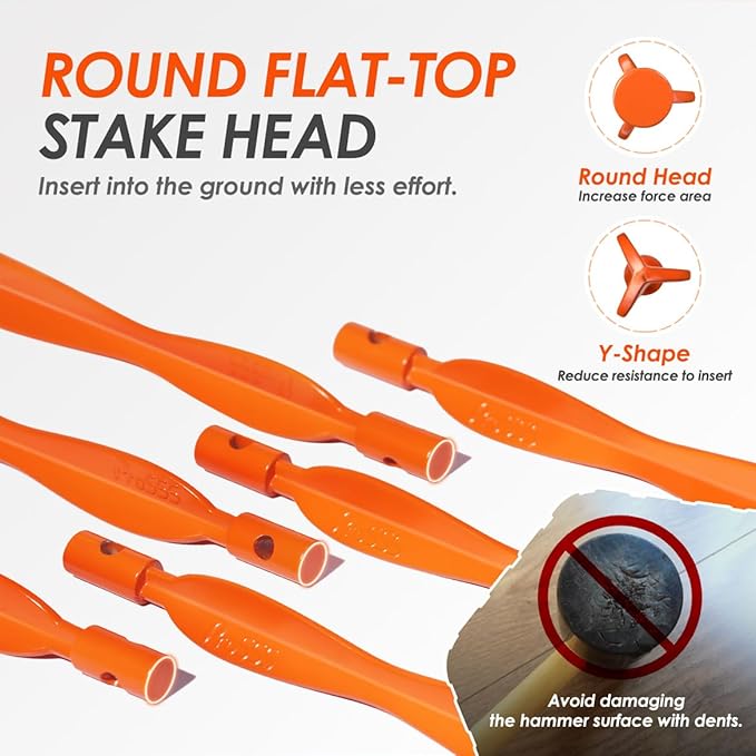 8 Pack Heavy Duty Tent Stakes, 7" Wave-Shaped Ultralight Tri-Beam Stakes with Storage Bag & 1 Stopper T Pull Hook