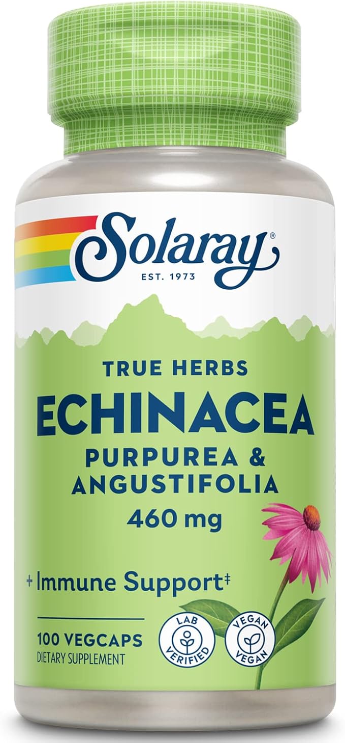 SOLARAY Echinacea Angustifolia & Purpurea Root, Veg Cap (Btl-Plastic) 460mg | 100ct