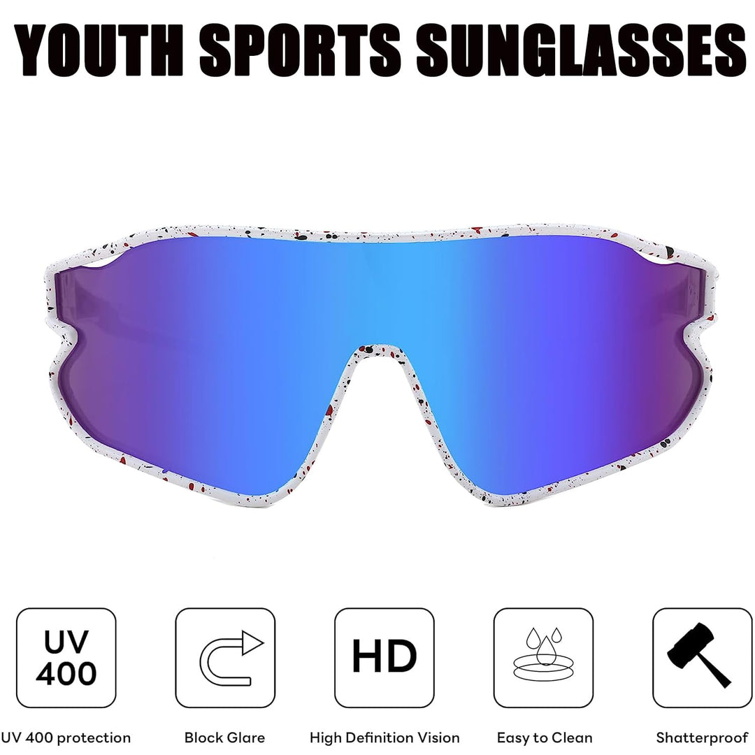 Youth Baseball Sunglasses For Boys Girls,UV400 Kids Sports Sunglasses,Cycling glasse Running Golf