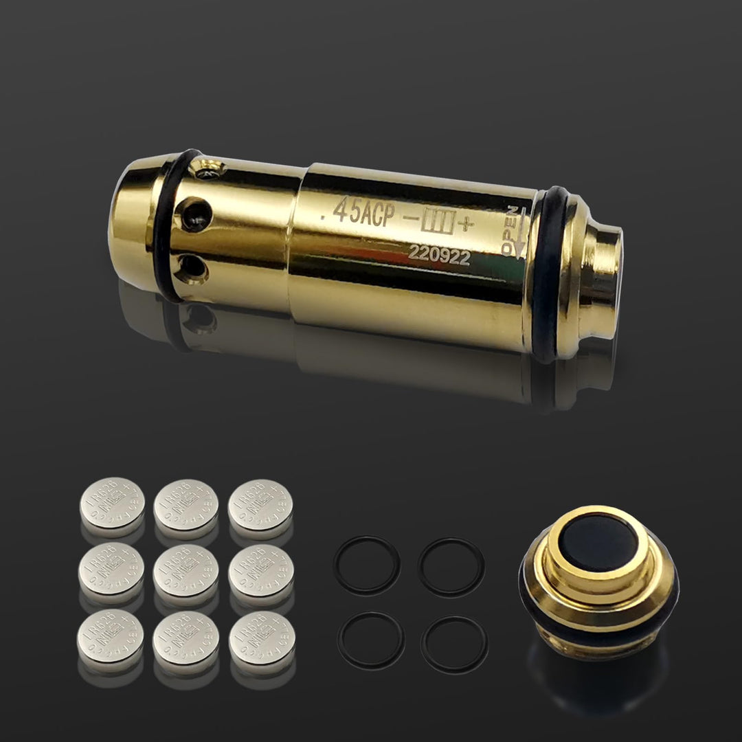Angeebin Laser Training Cartridge for 45ACP,40S&W,380ACP,9MM Suitable for Dry Fire Training and Boresighting Sight, Red Laser Bullet with Spare Accessories (45acp)
