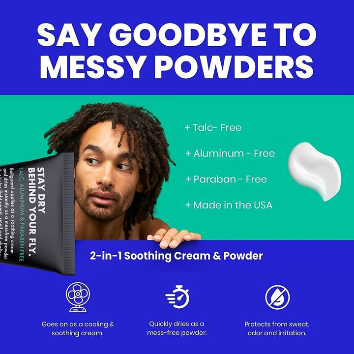 Ballsy Anti-Chafing, Anti-Itch Groin Deodorant for Men - Quick Drying Liquid Powder, Baby Powder Replacement, Protects from Sweat, Odor and Irritation, 3.4 oz