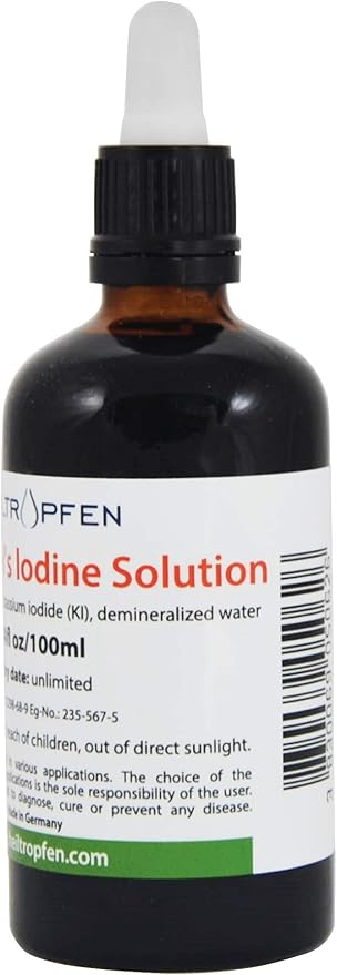 2.2% Lugol's Iodine Solution 3.4 Fl Oz | Pharmaceutical Grade Ingredients | Lugols Solution Made with Iodine and Potassium Iodide. Heiltropfen®