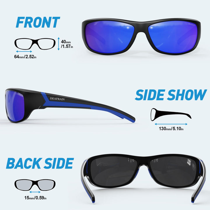 DEAFRAIN Polarized Sports Sunglasses for Men Women Sun Glasses Shades for Fishing Driving Cycling Running