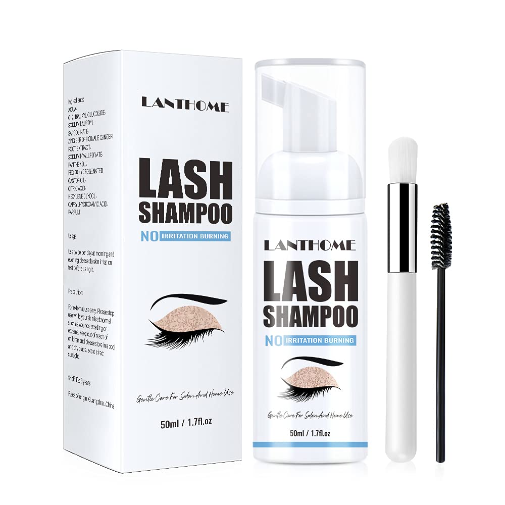 Eyelash Extension Shampoo , Remove Makeup Residue & Mascara, Gentle Deep Cleansing and No Irritating or Burning for Eyelash Extension Foam - Perfect for Salon Use and Home Care (50ML)