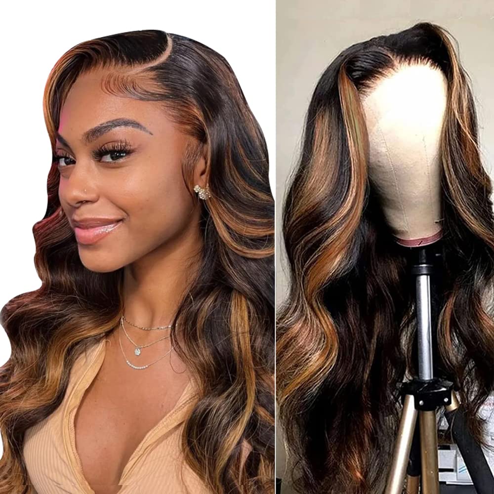 Highlight Lace Front Wig Human Hair Body Wave Ombre Honey Blonde 13X4 Transparent Lace Front Wigs For Women Ombre Brown Lace Fro