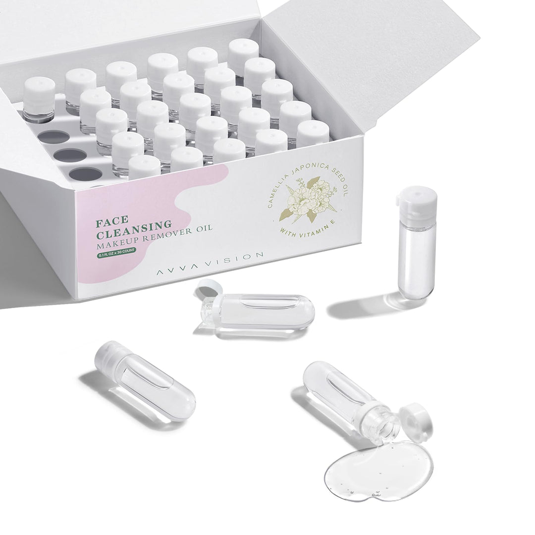 AVVA VISION Ultra-Portable Cleansing Oil Capsules Travel-Sized Makeup Remover Oil Gentle Complete Deep Facial Cleansing On-The-Go Compact Mini Bottles Sensitive Skin, 30 Counts