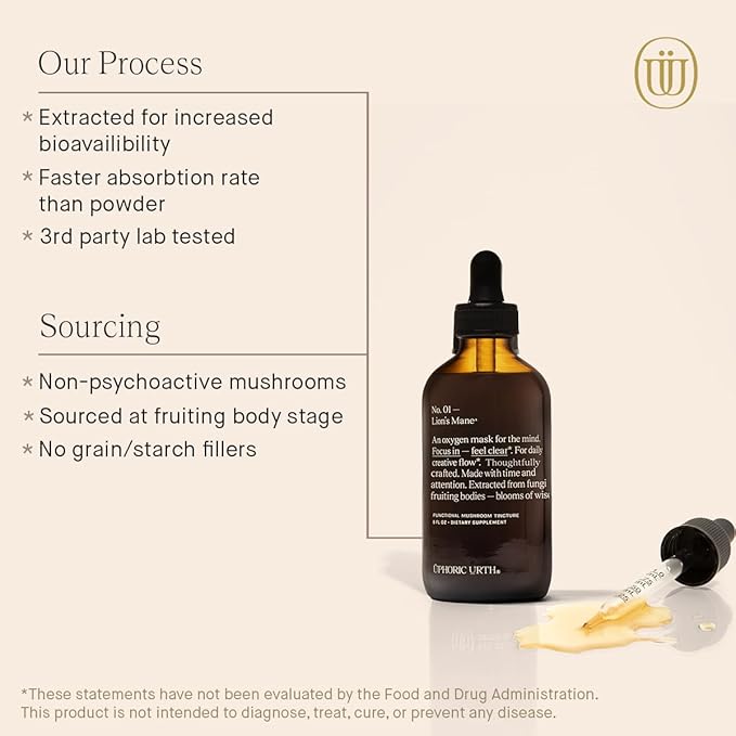 Lions Mane Extract - Double Extracted Fruitbody Mushroom Tincture, Natural Support for Mental Clarity, Brain Function, Memory, Cell Regeneration, Creativity & Mood (240 Servings)