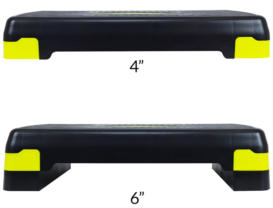 Fitvids Adjustable Workout Aerobic Stepper Step Platform Trainer, 27-Inch, Black/Lemon