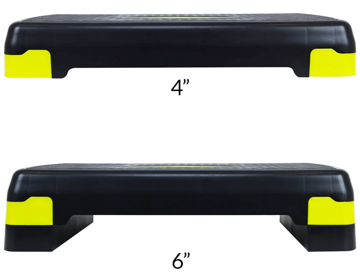Fitvids Adjustable Workout Aerobic Stepper Step Platform Trainer, 27-Inch, Black/Lemon