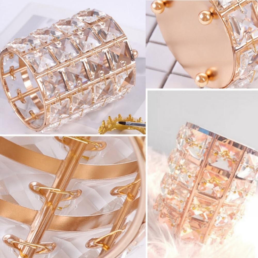 GYWHOOFT Crystal Makeup Organizer, Make Up Cosmetic Holder, Round Brush Organizer, Makeup Organizer Holder for Makeup Brushes, Pens, and Desk