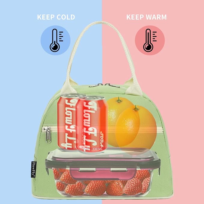 FlowFly Lunch Bag Tote Bag Lunch Organizer Lunch Holder Insulated Lunch Cooler Bag for Women/Men, Prairie Green