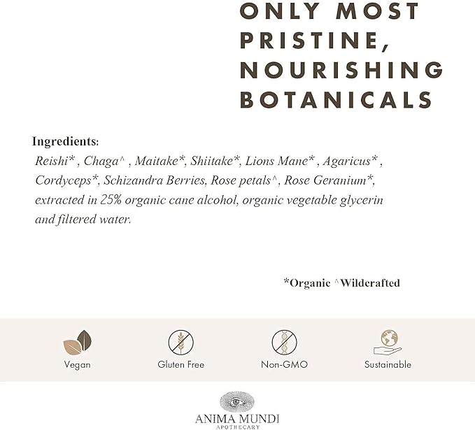 Anima Mundi Apothecary Soma 7 Mushroom Adaptogenic Elixir - Mushroom Liquid Extract Tincture with Reishi, Chaga, Lions Mane & Cordyceps - Immune Support Mushroom Extract Drops - Vegan (4oz / 118ml)