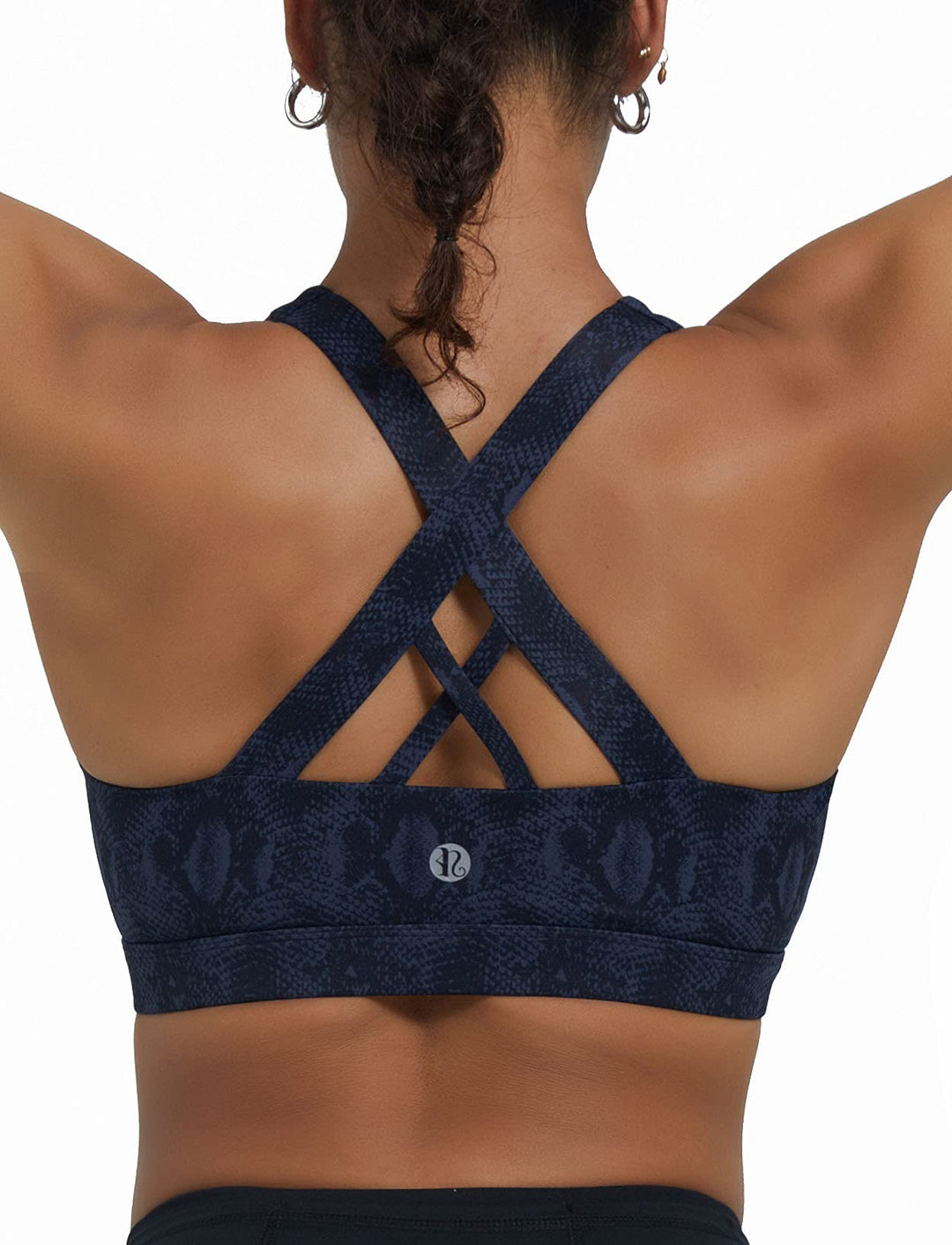 RUNNING GIRL Sports Bra for Women, Criss-Cross Back Padded Strappy Sports Bras Medium Support Yoga Bra with Removable Cups (WX2353D-Python Blue, XS)