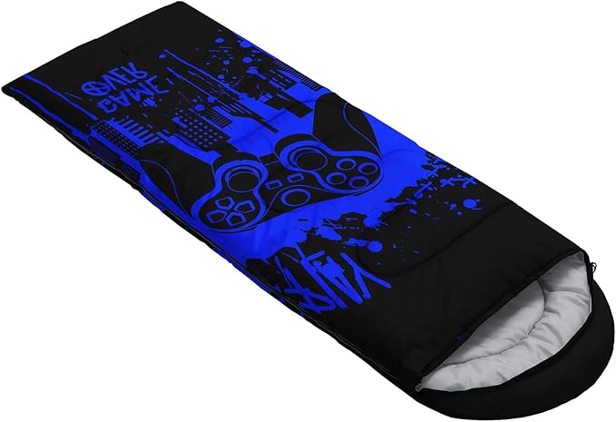 AILONEN Boys Sports Camping Sleeping Bags,Lightweight & Waterproof,3 Season Warm & Cool Weather,Black Player Basketball Sleeping Bags for Kids Adults,Travelling,Outdoors