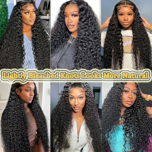 30 Inch Deep Wave Lace Front Wigs Human Hair 200% Density 13X6 HD Transparent Deep Curly Wigs 100% Real Human Hair Natural Color