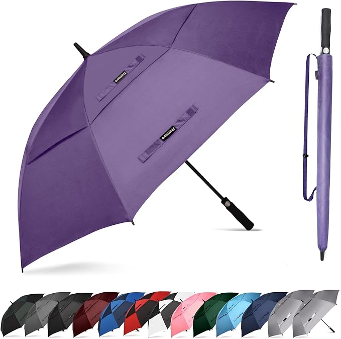 Auto Open Golf Umbrellas 62/68/72 Inch Extra Large Oversize for Business & Home, Ventilated Double Canopy Windproof Waterproof Stick Umbrella for Rain & strong wind