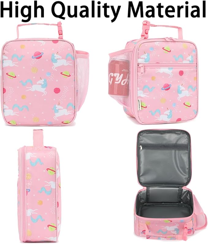 Lunch Box for Kids Boys Girls Men Women, Insulated Small Soft Cooler Lunch Bag Kit for School Work Picnic Travel - Reusable Portable lunchbox,Pink Unicorn