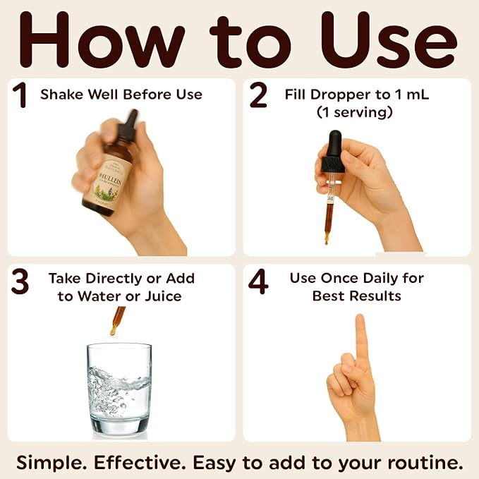 Lung Naturals Mullein Drops for Lungs, 10:1 Concentrated Mullein Leaf Extract for Respiratory Health, Natural Strawberry & Lemon Flavor, Alcohol-Free, 2-Month Supply, 60 Servings