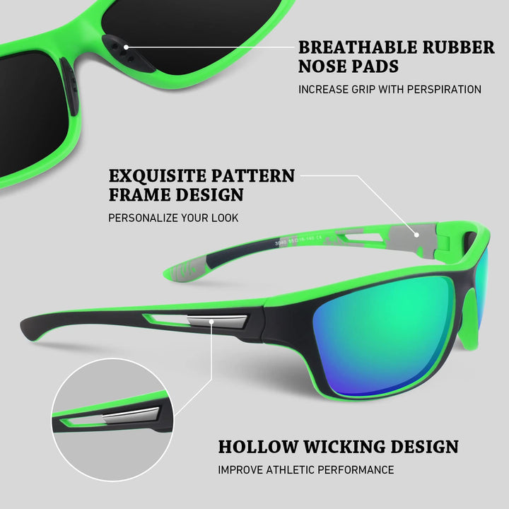 WEAROYO Polarized Sports Sunglasses for Men Women,Fishing Driving Rectangular Goggles UV400 Protection