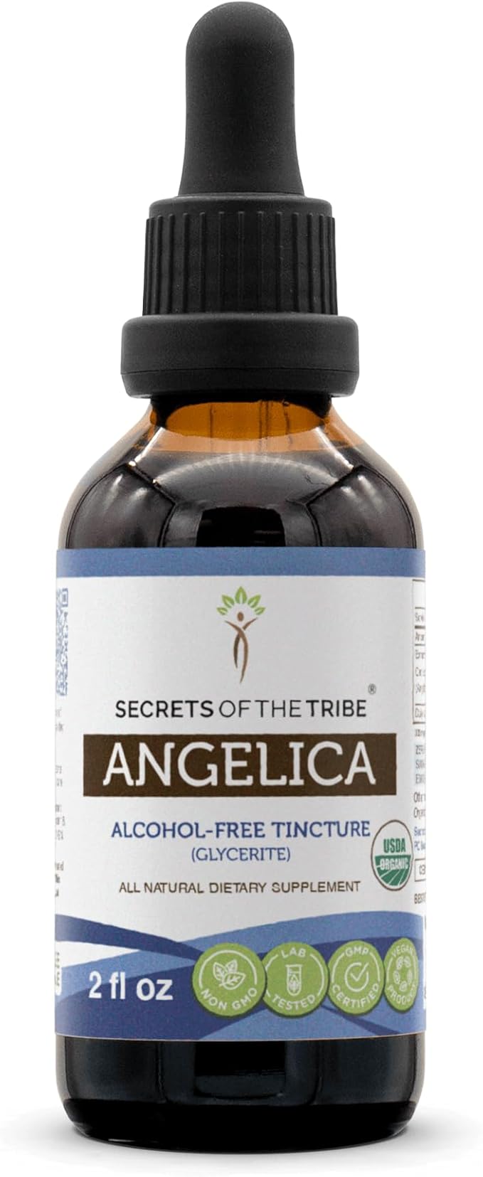 Secrets of the Tribe Angelica USDA Organic | Alcohol-Free Extract, High-Potency Herbal Drops | Made from 100% Certified Organic Angelica (Angelica archangelica) Dried Root (2 oz)