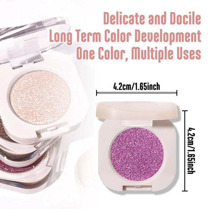 Single Purple Shimmer Sparkly Eyeshadow,Bright High Pigment Intense Monochrome Eye Shadow,Apply Makeup Easily,Glitter Pressed Powder Single Eyeshadow,24 Hour Eye Makeup Longwear Waterproof,Blendable